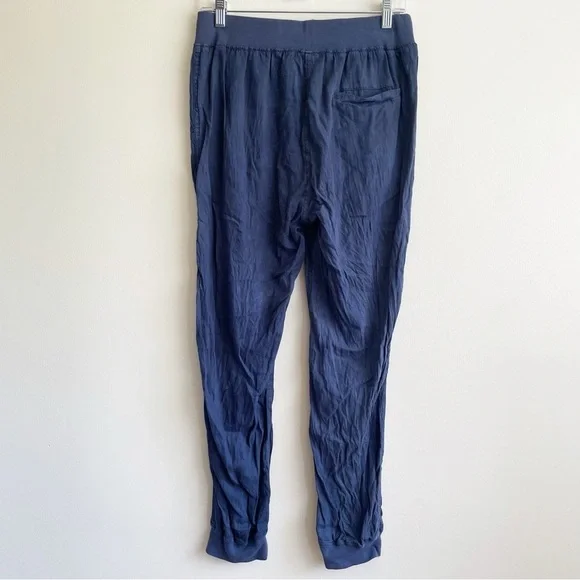Faherty Brand Arlie Day Pants linen joggers blue lounge pull on elastic waist M - Picture 5 of 16